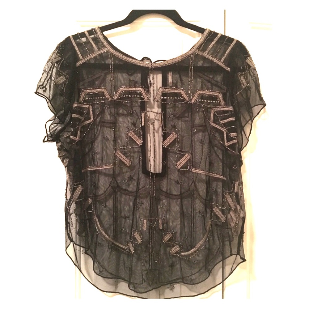 Free People Sheer Beaded Top